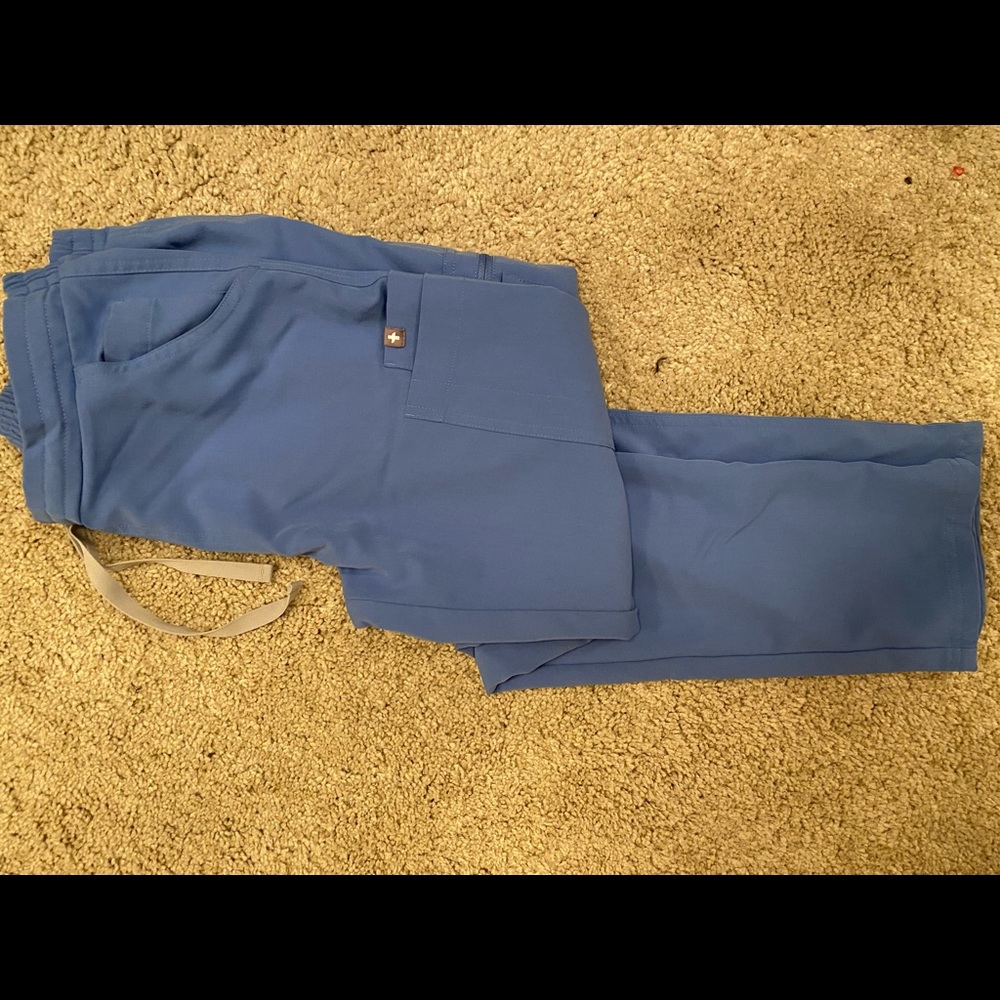 Figs yola scrub pants in ceil blue